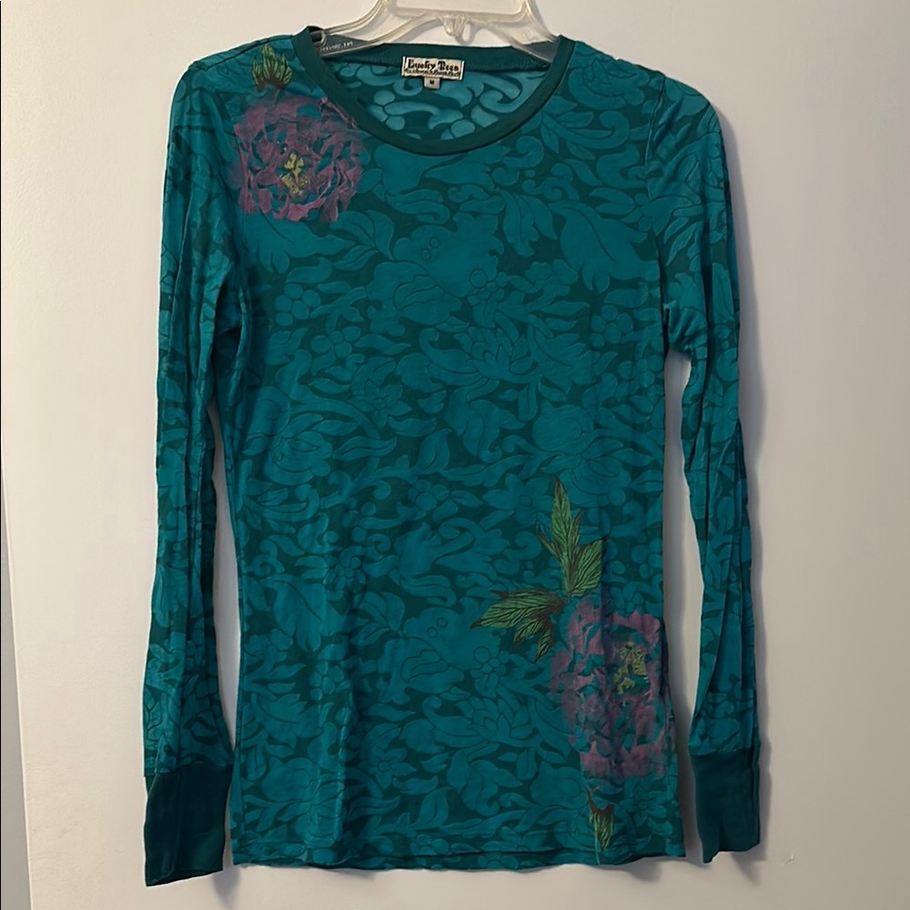 Lucky Brand Jeans Teal Floral Women's Top